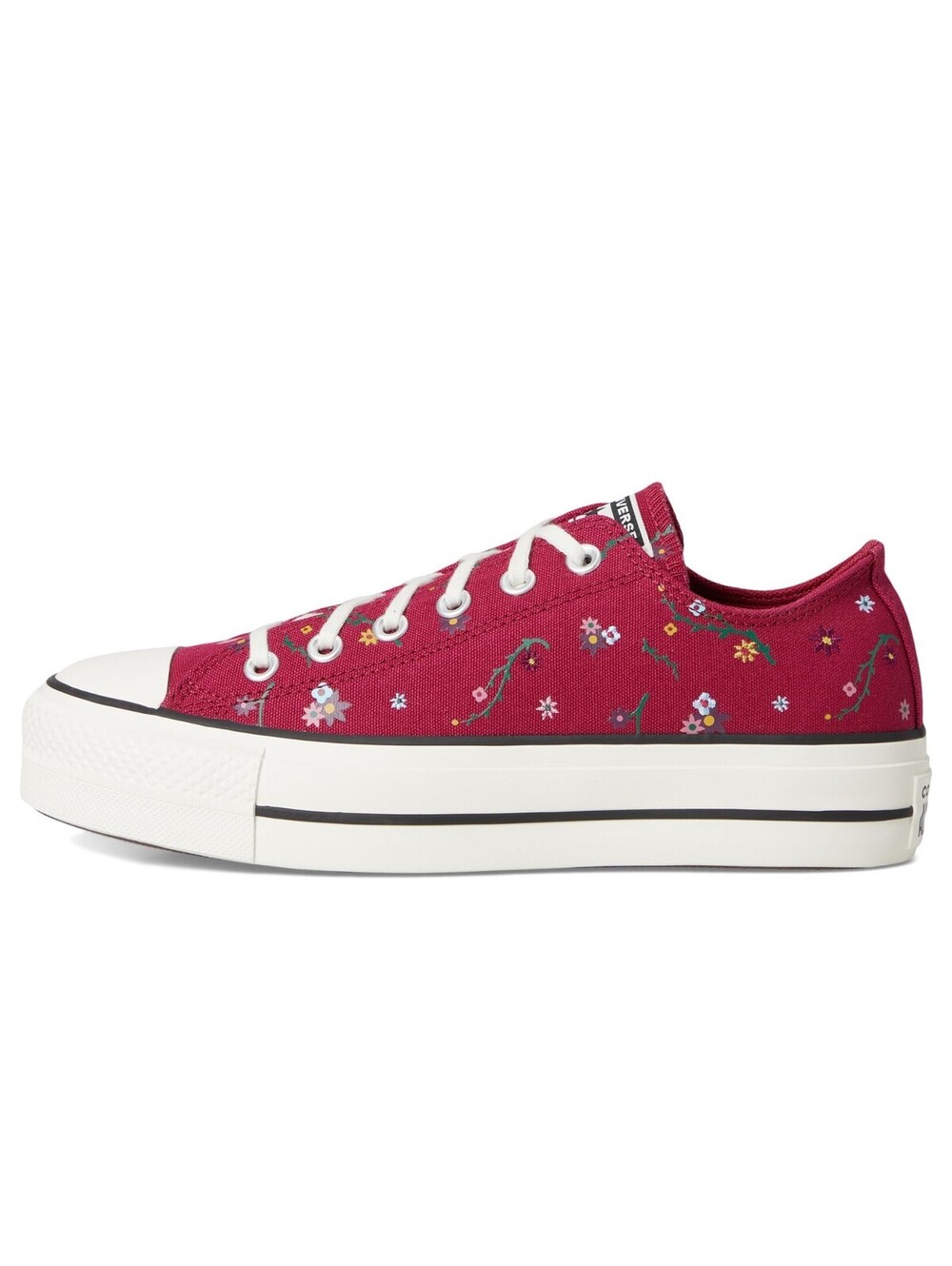 Converse Chuck Taylor All Star Lift Ox Women's 8 Floral Patchwork Berry Shoe NEW
